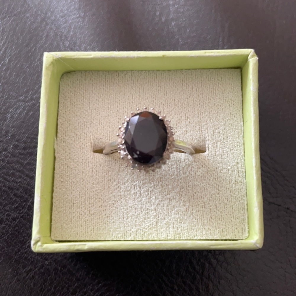 Black Opal Ring with Diamond Halo